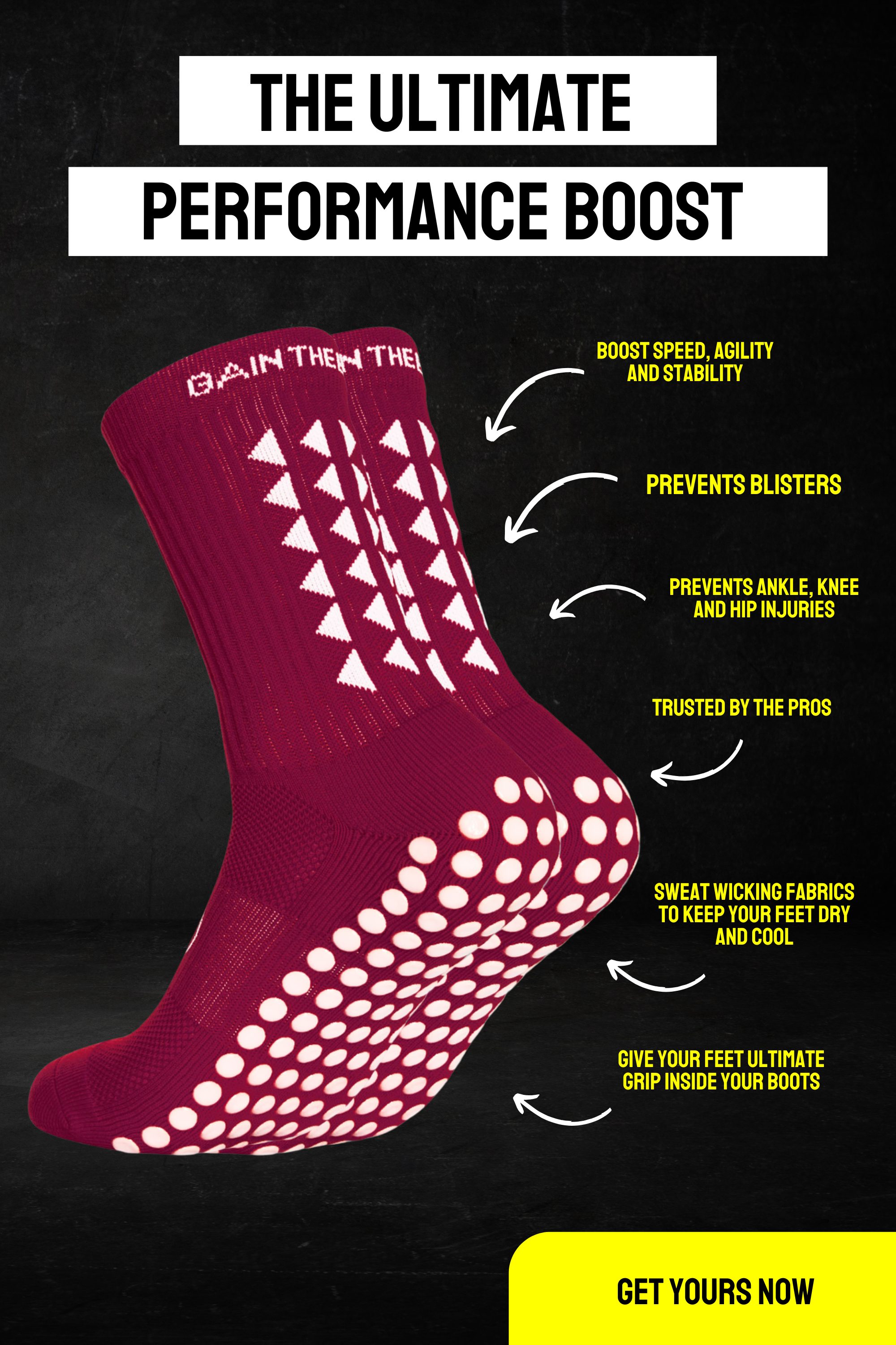 GRIP SOCKS 3.0  MidCalf Length - Maroon