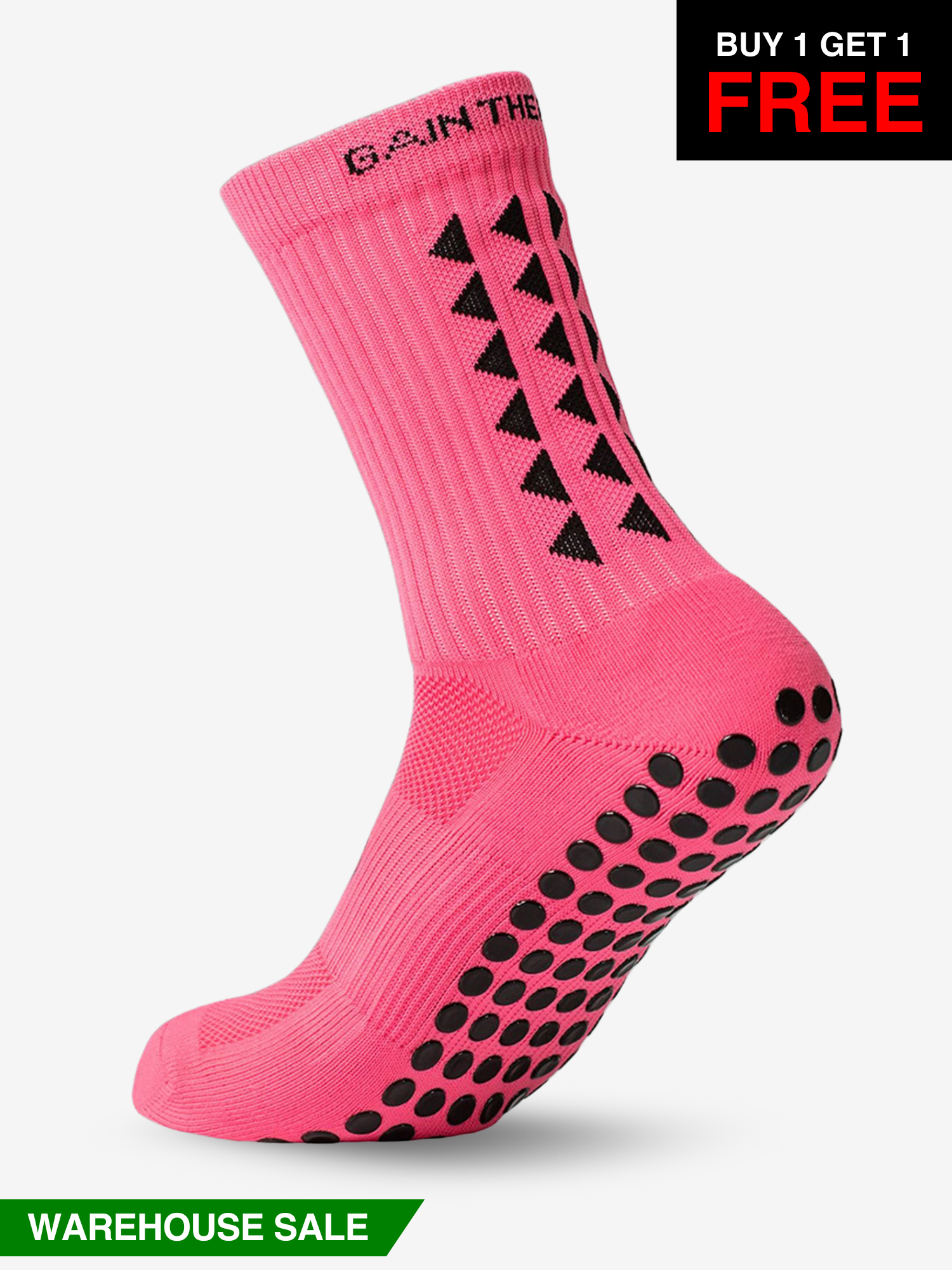 GRIP SOCKS 3.0  MidCalf Length - Pink - WAREHOUSE SALE BUY 1 GET 1 FREE