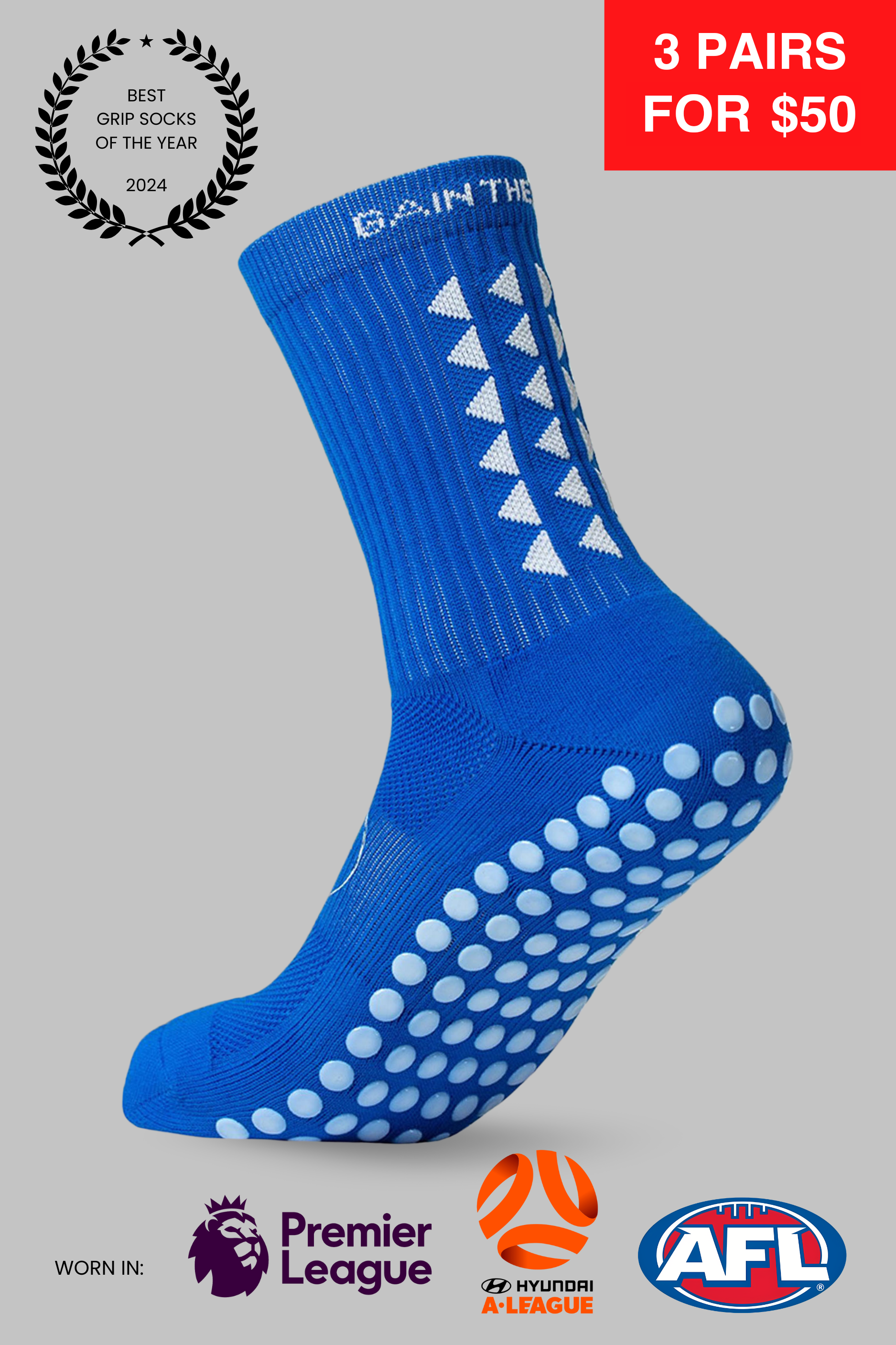 GRIP SOCKS 3.0  MidCalf Length - Blue