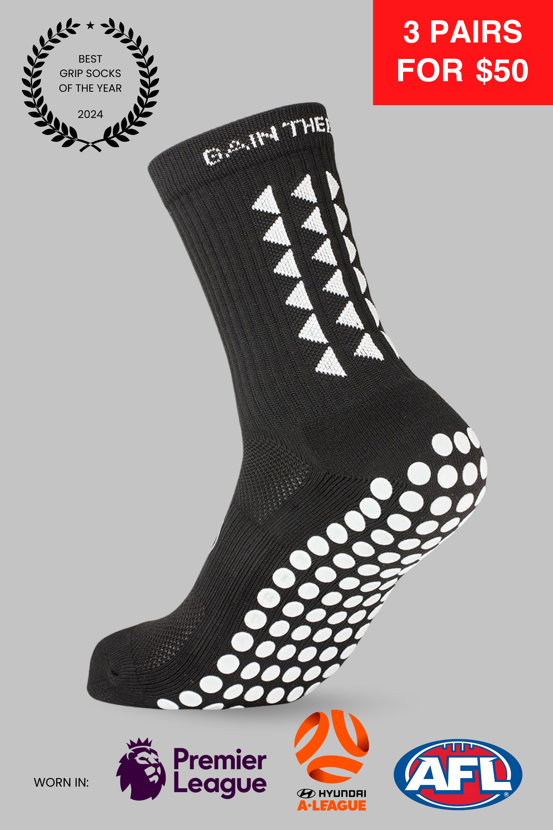 GRIP SOCKS 3.0 MidCalf Length - Black