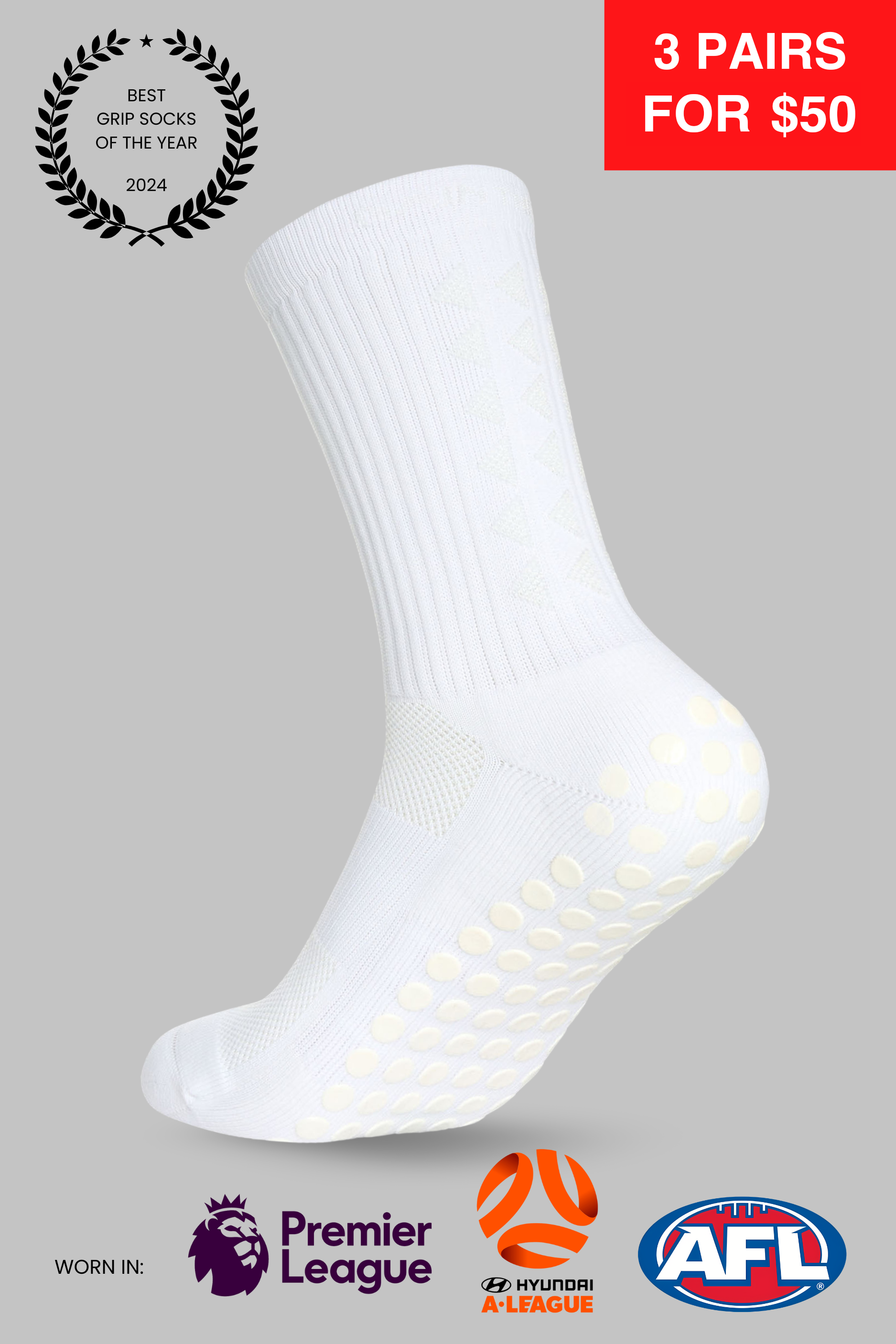 GRIP SOCKS 3.0 midcalf length - WHITEOUT EDITION