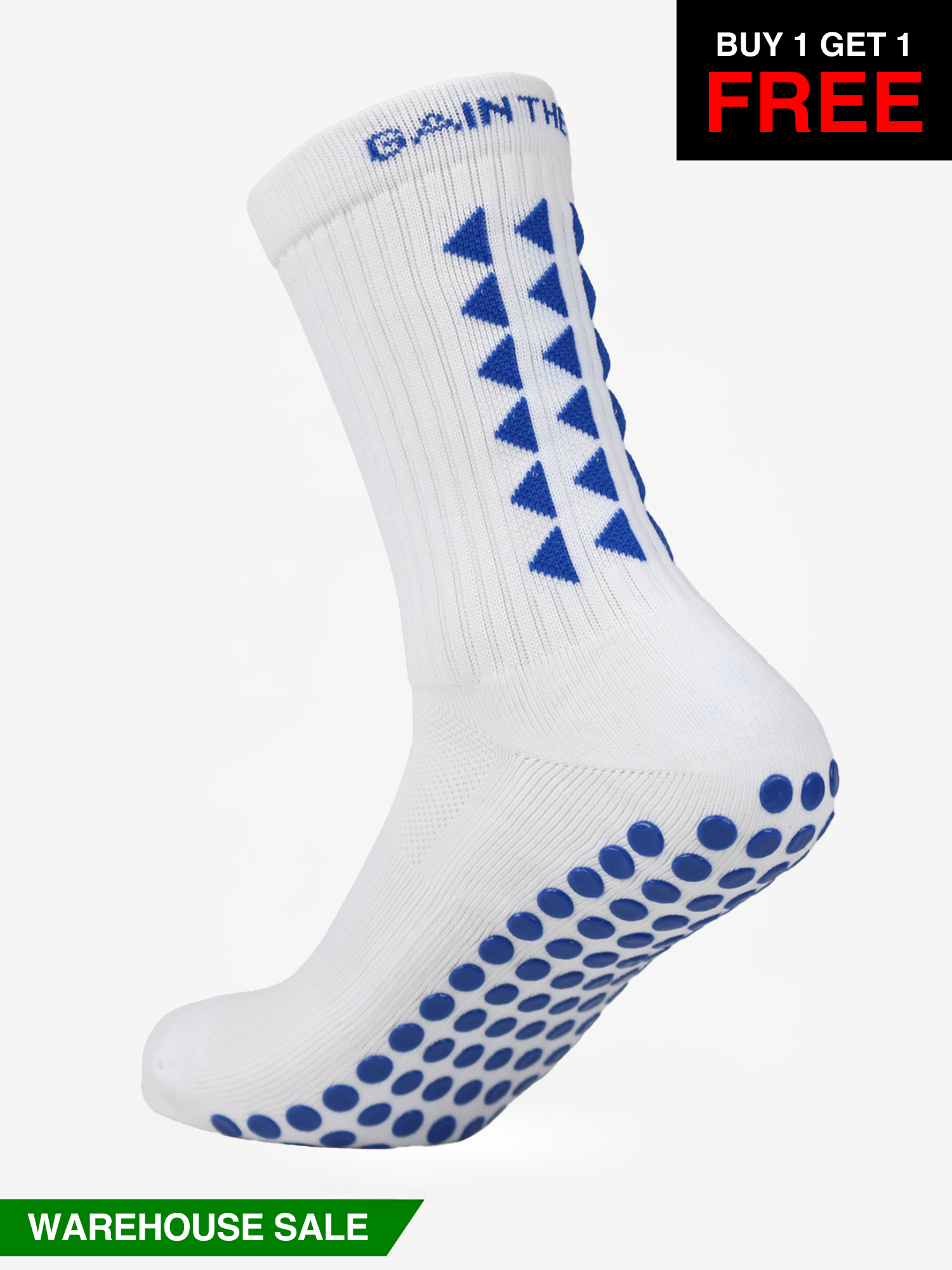 LIMITED EDITION GRIP SOCKS 3.0 - White & Blue - WAREHOUSE SALE BUY 1 GET 1 FREE