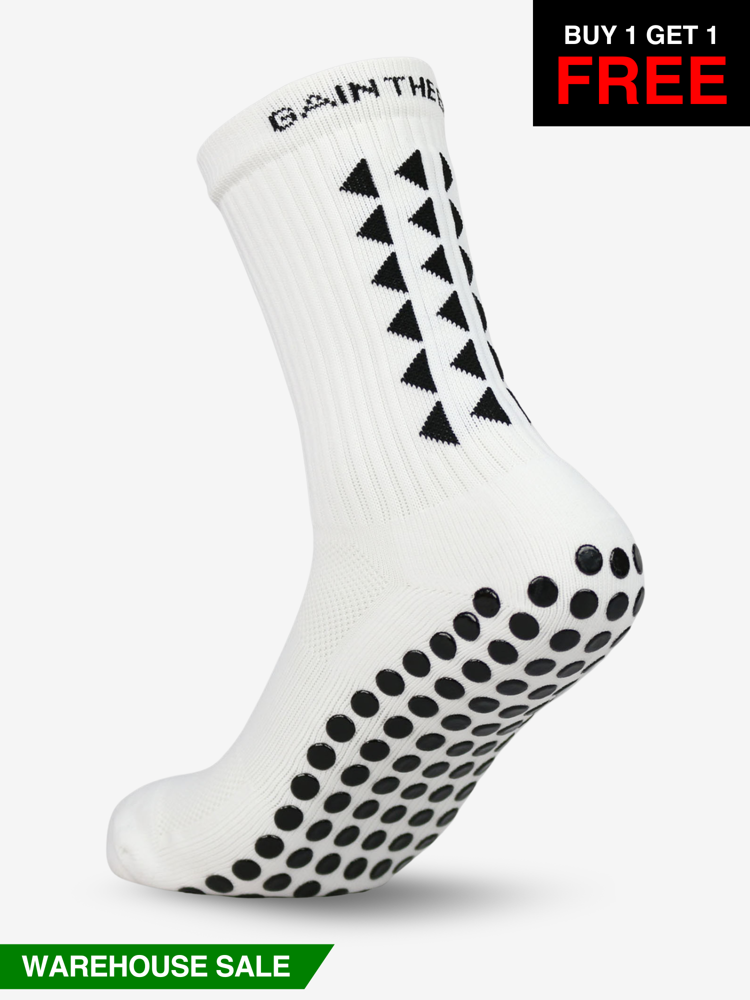 GRIP SOCKS 3.0  MidCalf Length - White - WAREHOUSE SALE BUY 1 GET 1 FREE