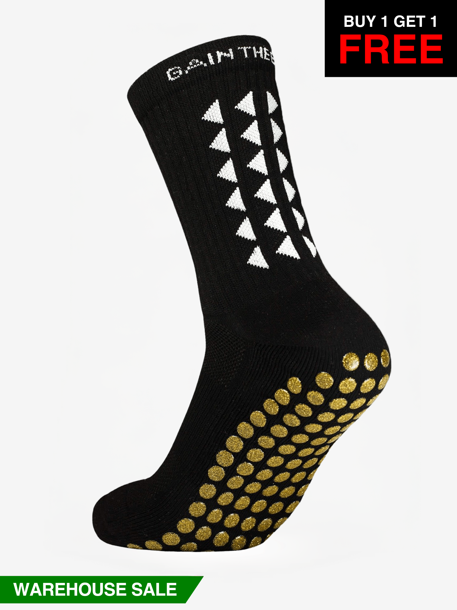 LIMITED EDITION GRIP SOCKS 3.0 - Black & Gold Grip - WAREHOUSE SALE BUY 1 GET 1 FREE
