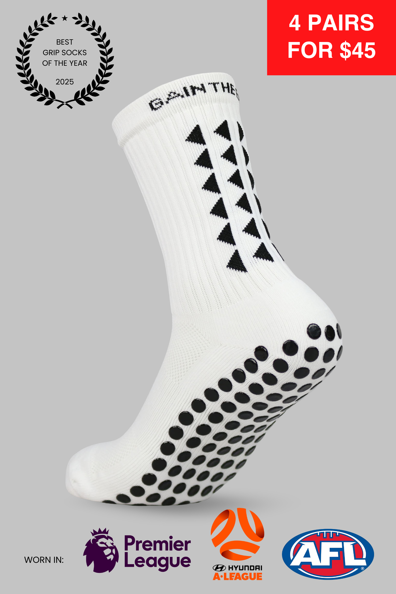 GRIP SOCKS 3.0  MidCalf Length - White