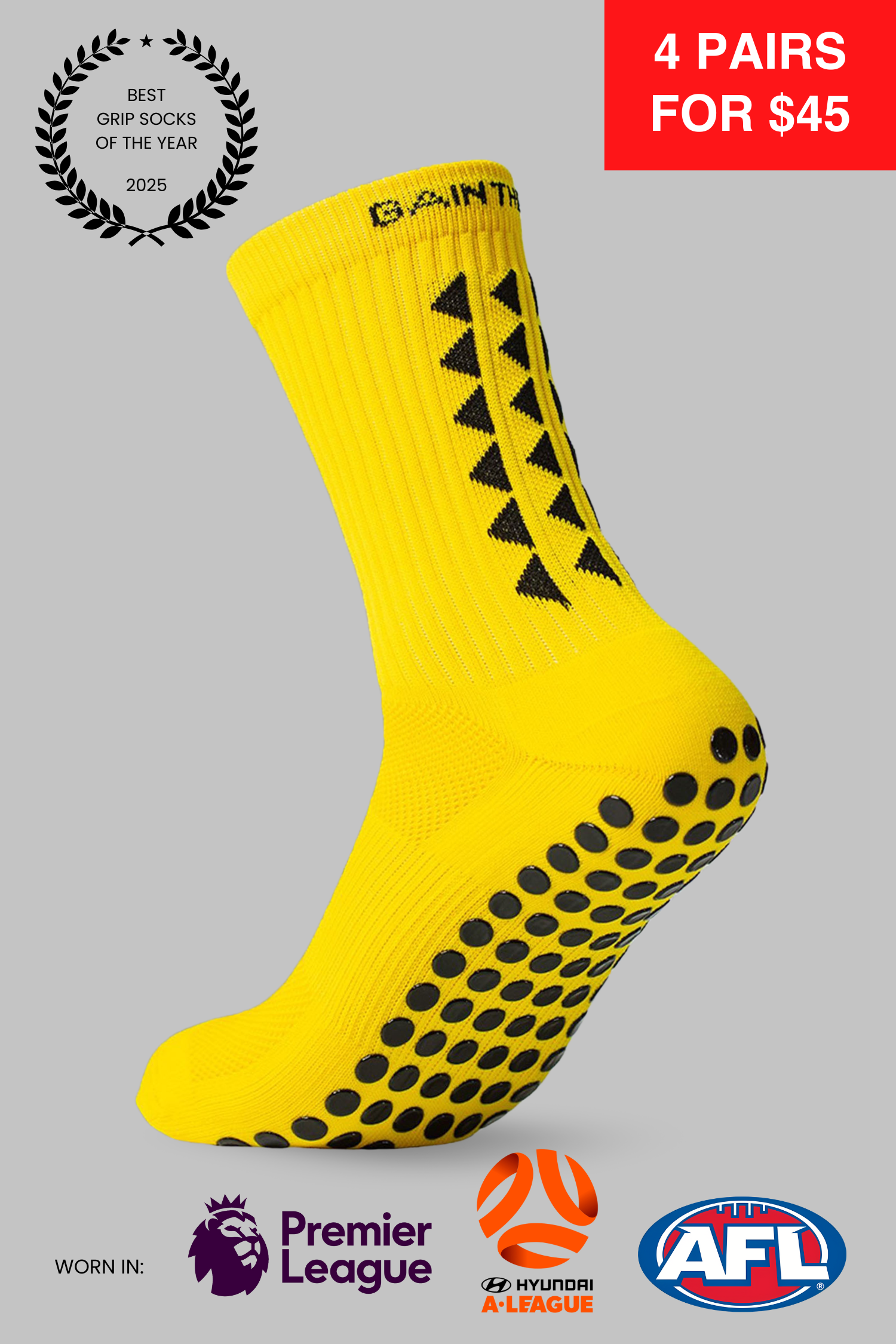 GRIP SOCKS 3.0  MidCalf Length - Yellow