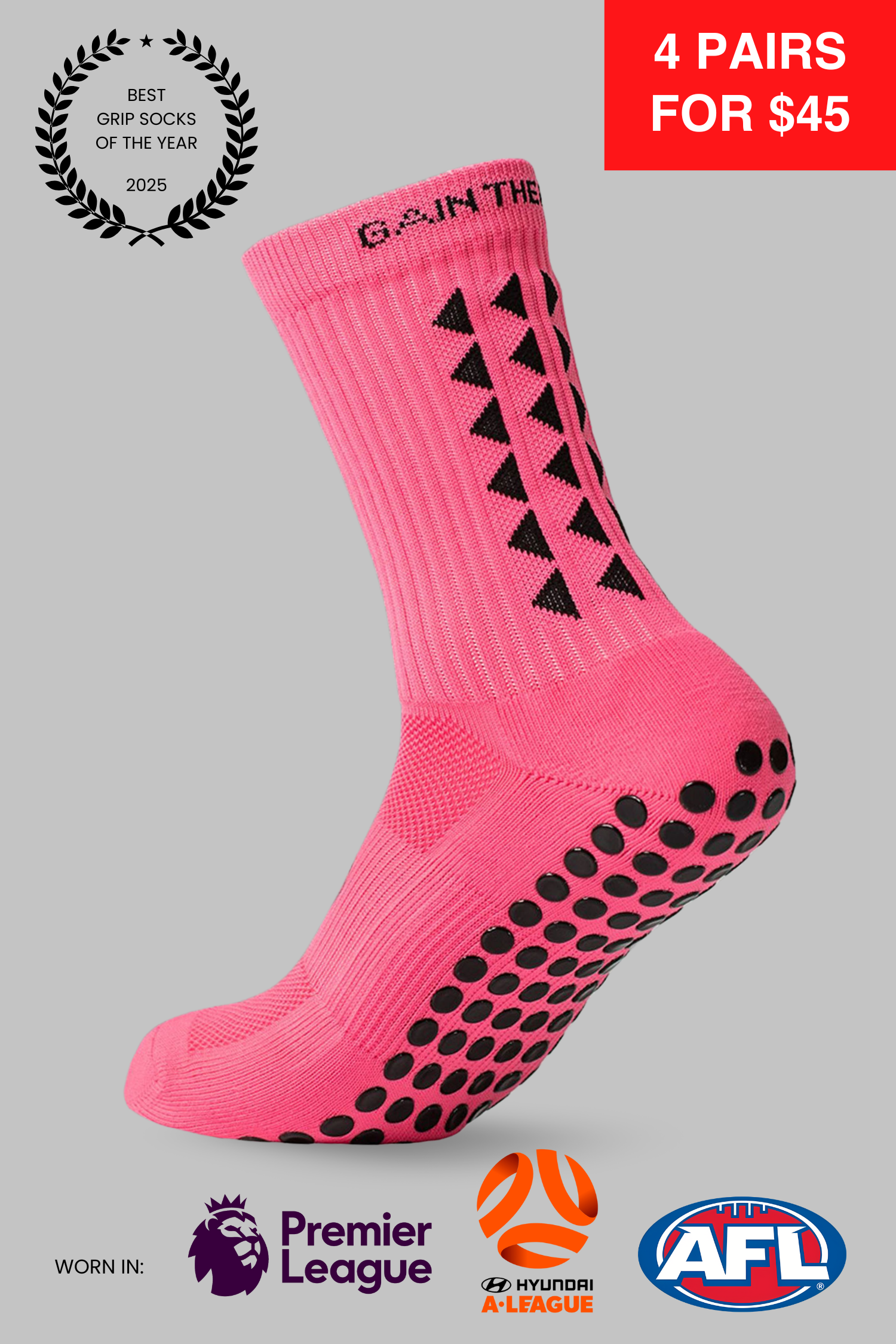 GRIP SOCKS 3.0  MidCalf Length - Pink