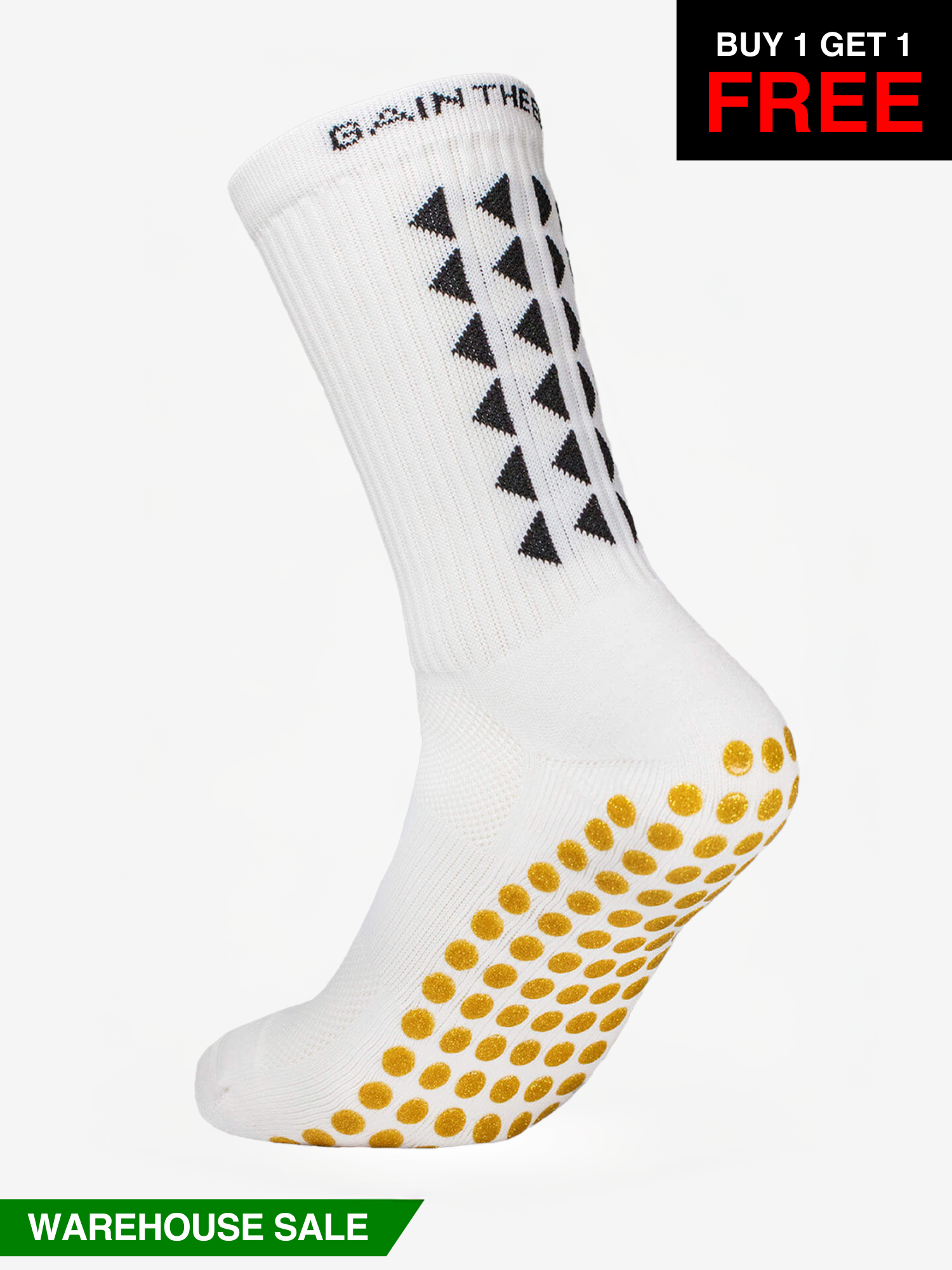 LIMITED EDITION GRIP SOCKS 3.0 - White & Gold Grip - WAREHOUSE SALE BUY 1 GET 1 FREE
