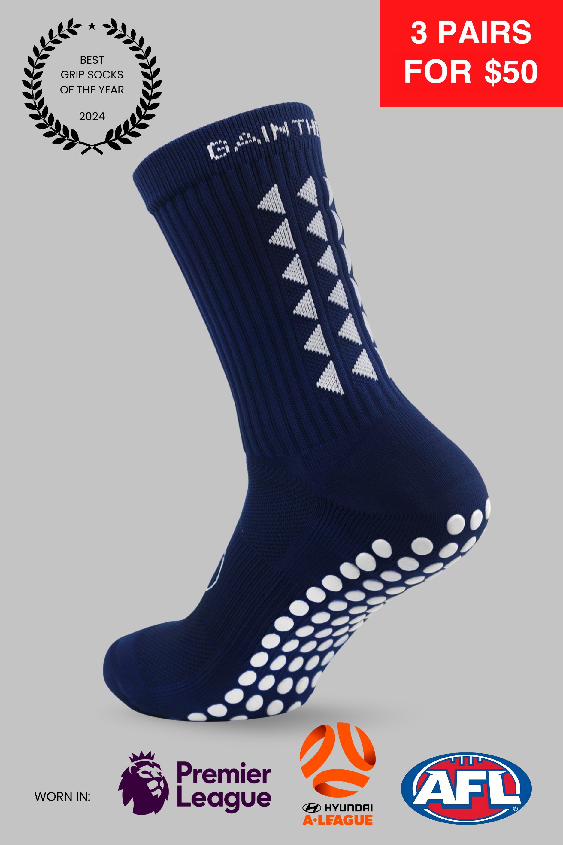 GRIP SOCKS 3.0  MidCalf Length - Navy Blue