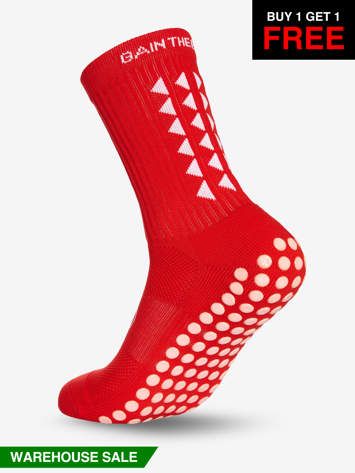 GRIP SOCKS 3.0  MidCalf Length - Red - WAREHOUSE SALE BUY 1 GET 1 FREE