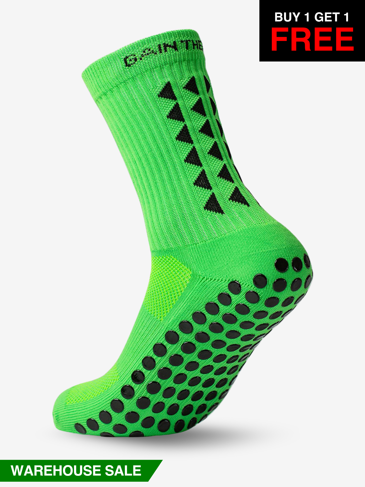 GRIP SOCKS 3.0  MidCalf Length - Green - WAREHOUSE SALE BUY 1 GET 1 FREE